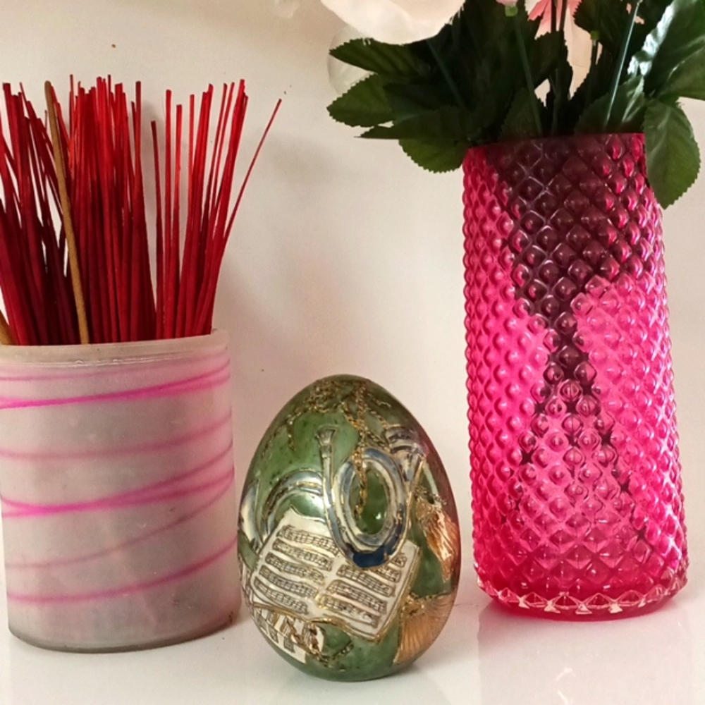 Porcelain Ceramic Egg Handcrafted painted Christmas Easter Holiday Eggs Art